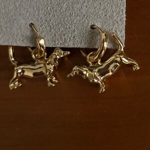 Anthropologie Gold Dog Earrings